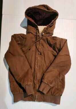 Legendary Women Brown Zip Canvas Coat Vintage Y2K S Sherpa Lined Work Jacket